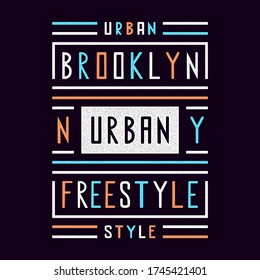 Vector retro illustration on the theme of Brooklyn. Urban. Freestyle. Stylized vintage white grunge typography, banner, flyer, postcard, t-shirt graphics, poster, print.