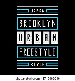 Ilustración vectorial sobre el tema de Brooklyn. Urbano. Estilo libre. Tipografía de grunge blanco estilizado, banner, volante, postal, gráficos de camisetas, afiche, impresión.