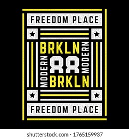 Vector retro illustration on the theme of Brooklyn. Freedom place. Modern. Stylized vintage grunge colorful typography, banner, flyer, postcard, t-shirt graphics, poster, print.