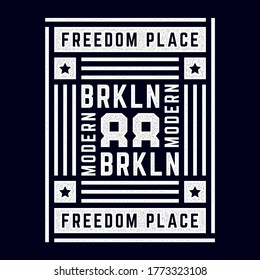 Vektorretro-Illustration zum Thema Brooklyn. Freier Ort. Modern. Stilvolle Vintage Grunge weiße Typografie, T-Shirt-Grafik, Poster, Druck.