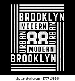 Vector retro illustration on the theme of Brooklyn. Urban. Modern. Stylized vintage grunge white typography, t-shirt graphics, poster, print.