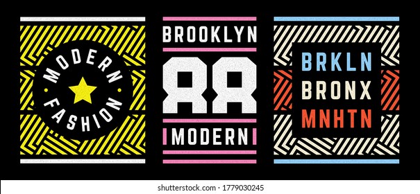 Vector retro illustration on the theme of Brooklyn. Urban. Modern. Stylized vintage grunge white typography, t-shirt graphics, poster, print.