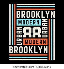 Vector retro illustration on the theme of Brooklyn. Urban. Modern. Stylized vintage grunge white typography, t-shirt graphics, poster, print.