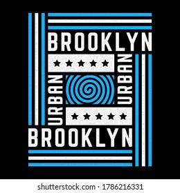 Vector retro illustration on the theme of Brooklyn. Urban style. Star. Stylized vintage white typography, t-shirt graphics, poster, print.