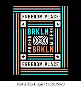 Vector retro illustration on the theme of Brooklyn. Urban. Modern. Stylized vintage grunge white typography, t-shirt graphics, poster, print.