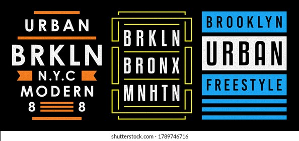 Vector retro illustration on the theme of Brooklyn. Urban. Modern. Stylized vintage grunge white typography, t-shirt graphics, poster, print.