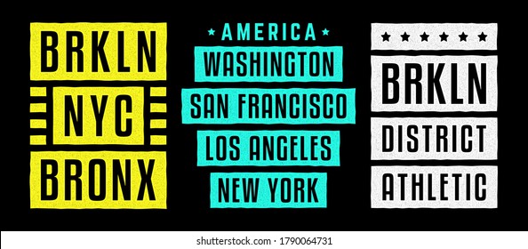 Vector retro illustration on the theme of Brooklyn. Urban. Modern. Stylized vintage grunge white typography, t-shirt graphics, poster, print.