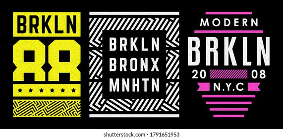 Vector retro illustration on the theme of Brooklyn. Urban. Modern. Stylized vintage grunge white typography, t-shirt graphics, poster, print.