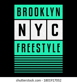 Vector retro illustration on the theme of Brooklyn. Urban. Modern. Stylized vintage grunge white typography, t-shirt graphics, poster, print.