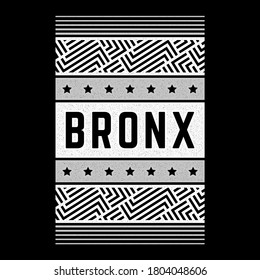 Vector retro illustration on the theme of Bronx. Urban. Modern. Stylized vintage grunge white typography, t-shirt graphics, poster, print.