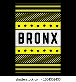 Vector retro illustration on the theme of Bronx. Urban. Modern. Stylized vintage grunge white typography, t-shirt graphics, poster, print.