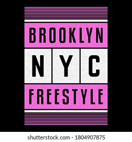 Vector retro illustration on the theme of Brooklyn. Urban. Modern. Stylized vintage grunge white typography, t-shirt graphics, poster, print.