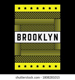 Vector retro illustration on the theme of Brooklyn. Urban. Modern. Stylized vintage grunge striped, poster, print.