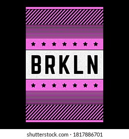 Vector retro illustration on the theme of Brooklyn. Urban. Modern. Stylized vintage grunge white typography, t-shirt graphics, poster, print.