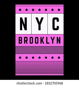 Vector retro illustration on the theme of Brooklyn. Urban. Modern. Stylized vintage grunge striped, poster, print.