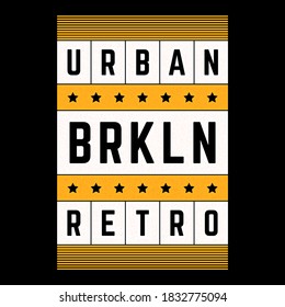 Ilustración vectorial sobre el tema de Brooklyn. Urbano. Moderno. Tipografía de color blanco inmaculado, gráficos de camisetas, afiche, impresión.