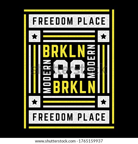 Vector retro illustration on the theme of Brooklyn. Freedom place. Modern. Stylized vintage grunge colorful typography, banner, flyer, postcard, t-shirt graphics, poster, print.