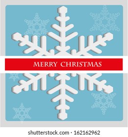 Vector retro illustration with snowflakes and greeting Merry Christmas