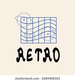 Ilustração retrô vetorial em estilo vibrante disco Y2K, design colorido de banner abstrato para impressão, cartaz, folheto e outros materiais impressos