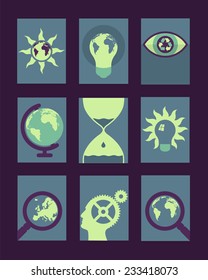 Vector Retro Illustrations Collection: Environmental Protection 