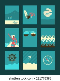 Vector Retro Illustrations Collection: Holiday and Travel