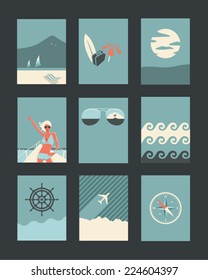 Vector Retro Illustrations Collection: Holiday and Travel 