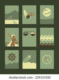 Vector Retro Illustrations Collection: Holiday and Travel 