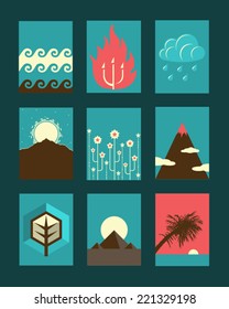 Vector Retro Illustrations Collection: Nature
