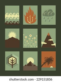 Vector Retro Illustrations Collection: Nature 