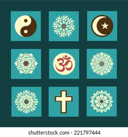 Vector Retro Illustrations Collection: Religion