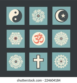 Vector Retro Illustrations Collection: Religion 