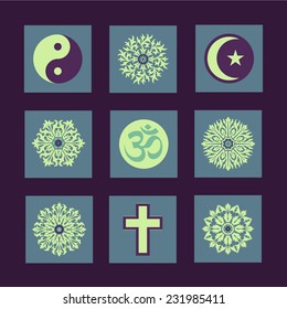 Vector Retro Illustrations Collection: Religion 
