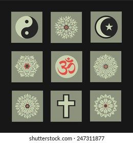 Vector Retro Illustrations Collection: Religion