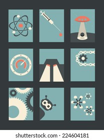 Vector Retro Illustrations Collection: Technology and Science 