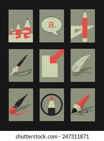 Vector Retro Illustrations Collection: Write and Draw 