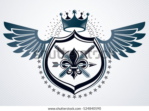 Vector Retro Insignia Design Decorated Using Stock Vector (Royalty Free ...