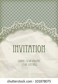 vector retro  invitation temlate with  lacy napkin eps 10, gradient mesh