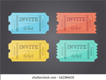 Vector retro invite tickets