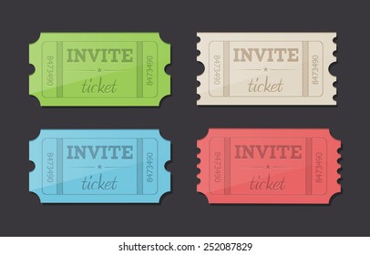 Vector retro invite tickets