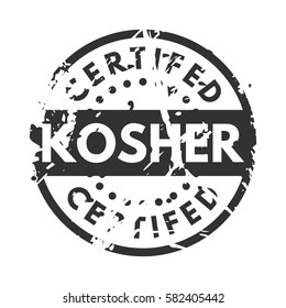 Vector retro kosher teal vintage stamp for quality mark.