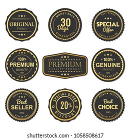 Vector retro label badge stamp sticker tag seal quality product