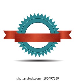 Vector Retro  Label with Red Ribbon.