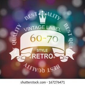 Vector  retro label with  ribbon and crown. 