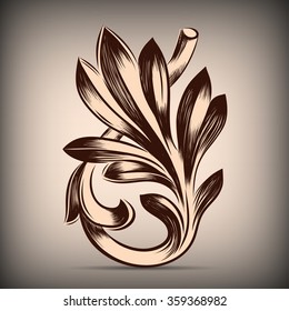 Vector retro label style classical vintage design plant element.