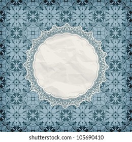 vector retro lacy napkin on seamless blue pattern, gradient mesh, eps 10