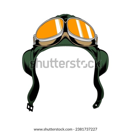 vector Retro Leather Pilot Helmet,