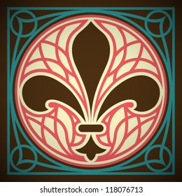 Vector Retro Lily Ornament Design