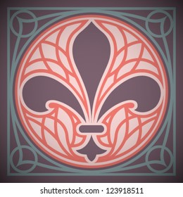 Vector Retro Lily Ornament Design