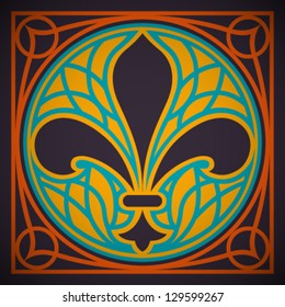 Vector Retro Lily Ornament Design