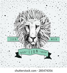 Vector retro lion head design illustration, vintage  logo. Vintage label